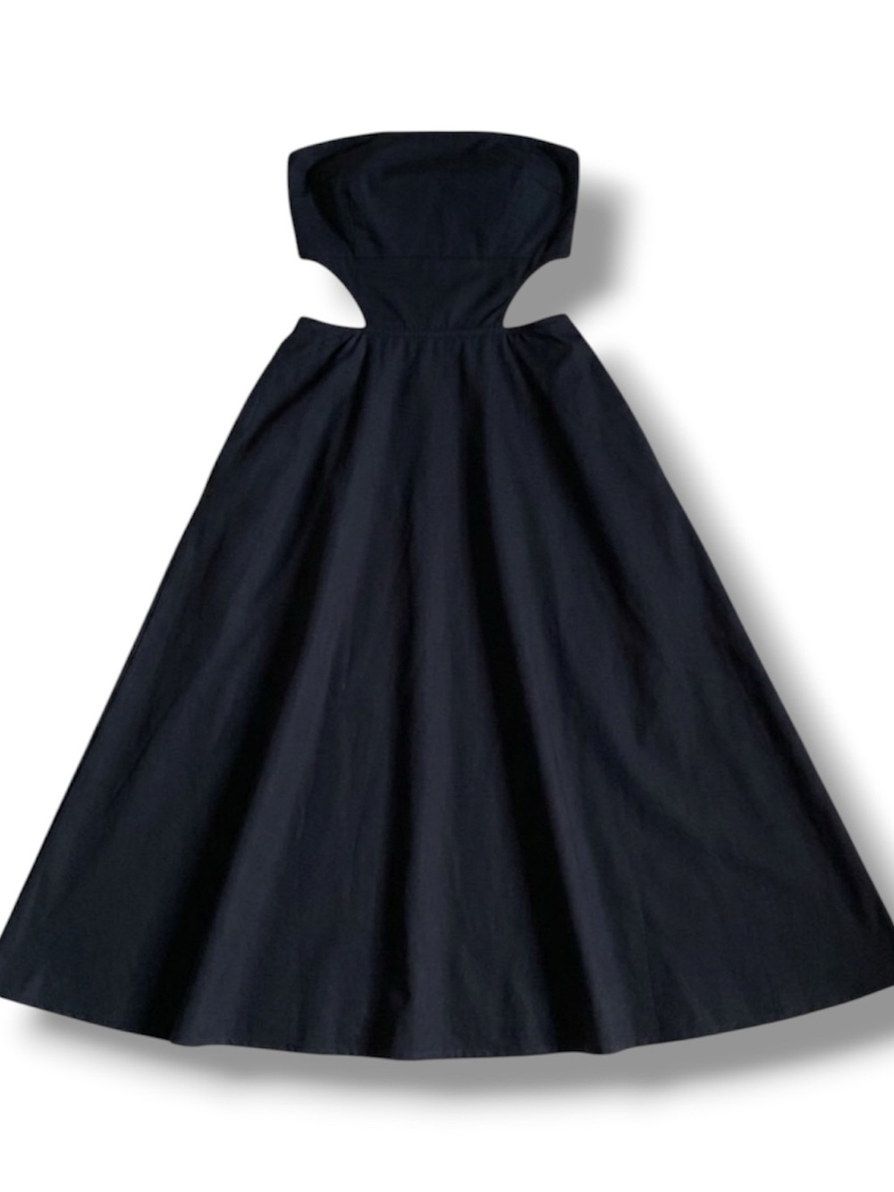 Petal & Pup EUC Pamela Black Minimalist Cutout Midi Dress, Size L, Pocketed - Picture 3 of 7